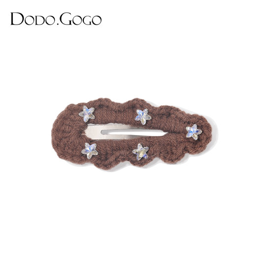 DODOGOGO毛线五角星发夹女款甜美可爱侧边碎发鸭嘴夹秋冬新款发饰