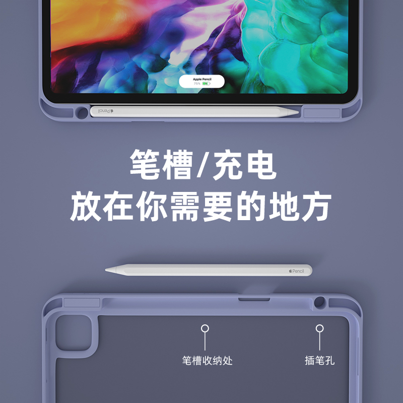 ipadmini6保护套带笔槽pro亚克力air5可爱11英寸小羊2021全包防弯曲8第九代4适用苹果360度旋转9磁吸3平板壳 - 图1