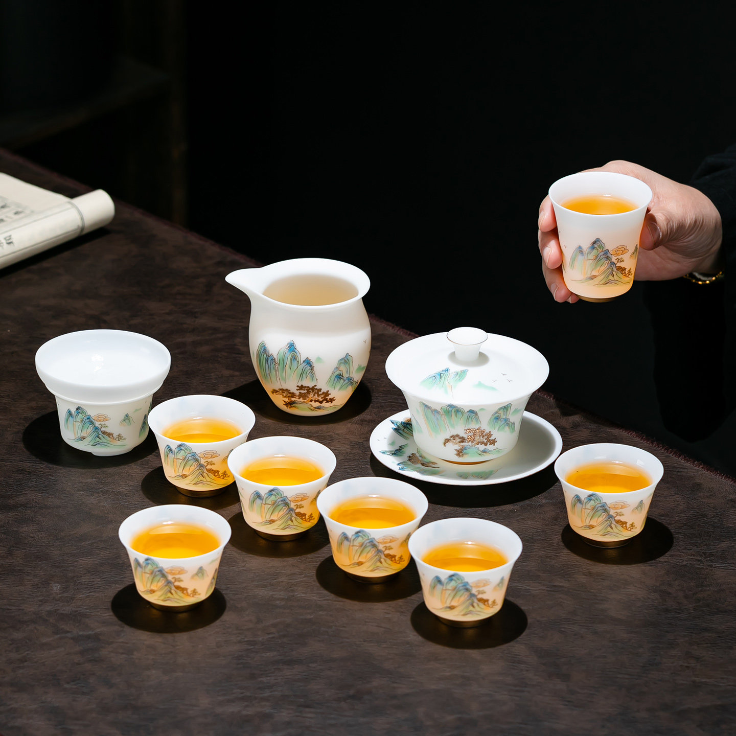 高档羊脂玉瓷功夫茶具整套薄胎工艺盖碗茶杯乔迁礼品送领导长辈,淘宝优惠券,粉丝福利购,淘宝优惠卷