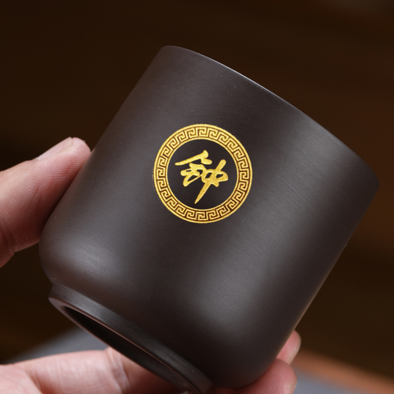 定制姓氏logo紫砂品茗杯大茶盏功夫茶具单杯子小茶碗刻字主人茶杯 - 图3