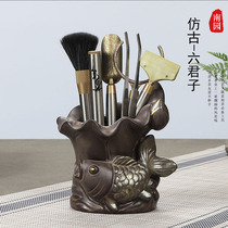 Tea Trail Six Suits Kung Fu Tea Accessories Large Full Containing Silo Stainless Steel Tea Clip Tea Spoon Tea Spoon Pen