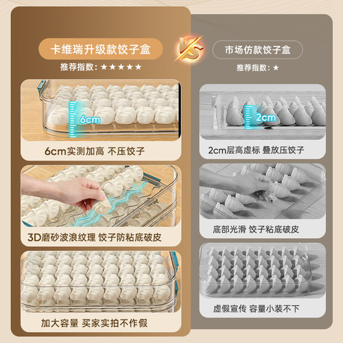 饺子盒食品级冷冻专用密封保鲜盒水饺馄饨速冻家用厨房冰箱收纳盒 - 图0
