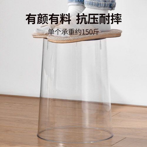 亚克力透明垃圾桶ins家用大号圆桶创意卧室客厅轻奢厕所收纳纸篓 - 图1
