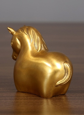 铜马摆件纯黄铜卡通十二生肖马到成功家居客厅玄关装饰品生日礼品