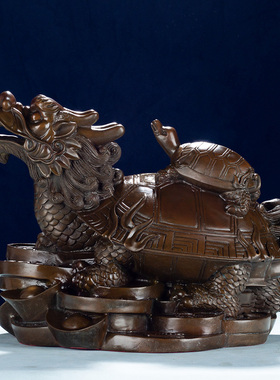 纯铜龙龟招财摆件办公室客厅装饰