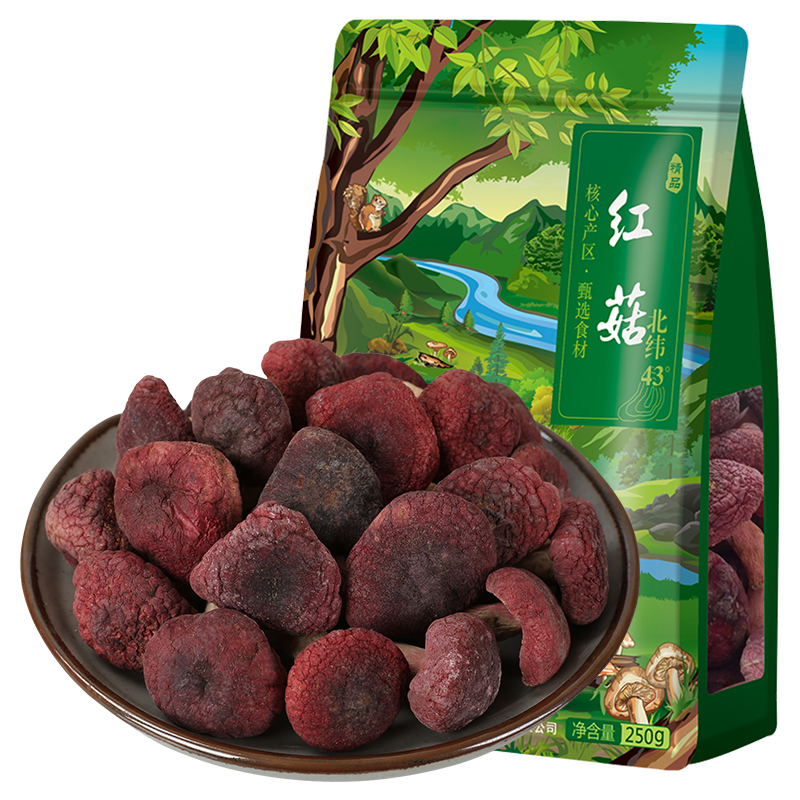 黄松甸野生正宗红蘑菇正干250g干货 黄松甸黑木耳香菇类