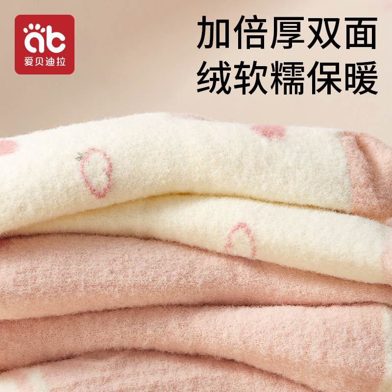 婴儿袜子冬秋保暖水貂绒新生儿加厚婴幼儿宝宝中筒无骨地板袜防滑,淘宝优惠券,粉丝福利购,淘宝优惠卷