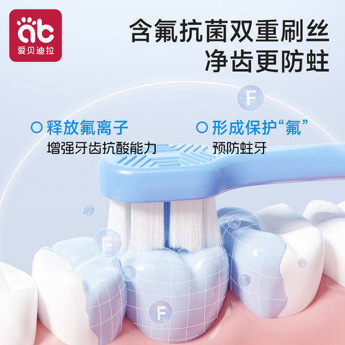 儿童软毛牙刷宝宝含氟婴儿幼儿0-1-2-3到6一岁半小孩牙膏乳牙专用 - 图0