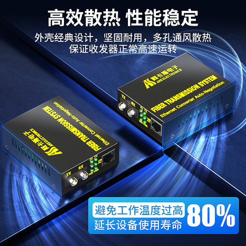 阿卡斯电子 光纤收发器FC圆口一对 千兆百兆光电转换器单模多模双纤光电转换器以太网络转光钎网络光端机20KM - 图1