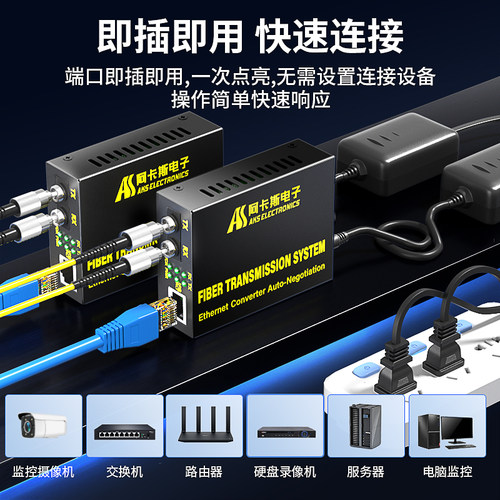 阿卡斯电子 光纤收发器FC圆口一对 千兆百兆光电转换器单模多模双纤光电转换器以太网络转光钎网络光端机20KM - 图0