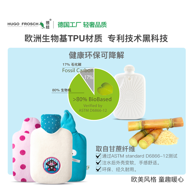 德国HUGO进口开心动物园热水袋注水暖水袋灌水小号随身迷你女学生