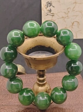 老坑俄料和田玉碧玉手串16mm/14mm/12mm/8mm男女款送礼天然手链