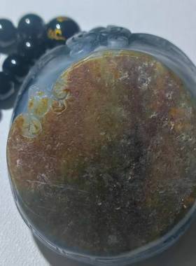 青花籽料龙龟手把件男士仿古玉佩挂件天然玉石玉坠女正品