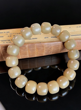 天然和田玉且末金山老红糖料老型珠手串羊脂玉