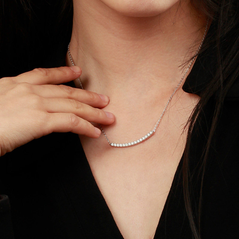 诗美洛微笑新款女纯银防过敏锁骨链 诗美洛项链