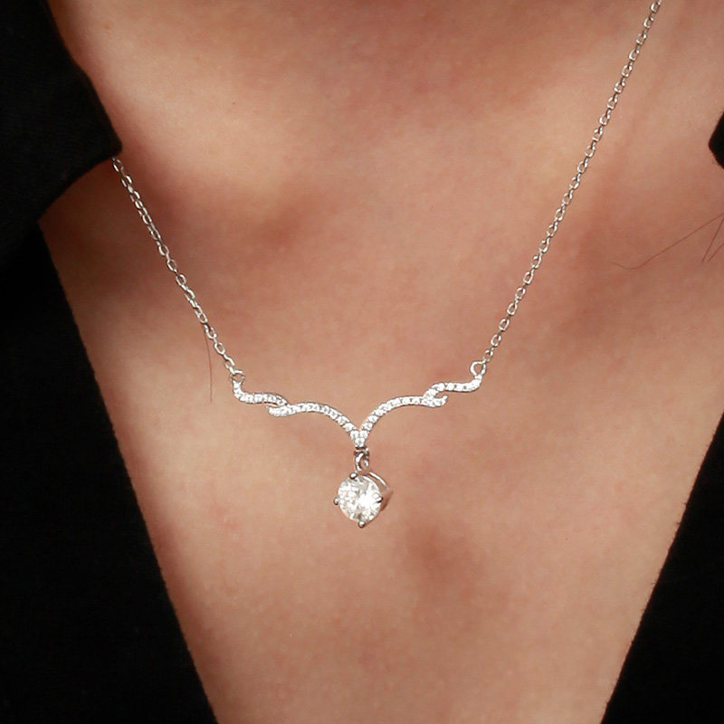 诗美洛一路有你女纯银正品锁骨链 诗美洛项链