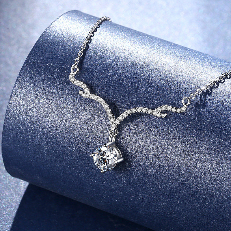 诗美洛一路有你女纯银正品锁骨链 诗美洛项链