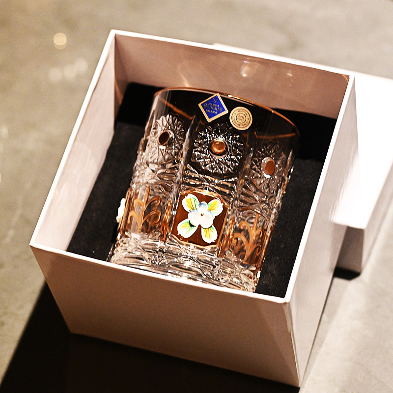 捷克进口水晶玻璃描金威士忌洋酒杯啤酒果汁饮料水杯子套装礼盒装 - 图1