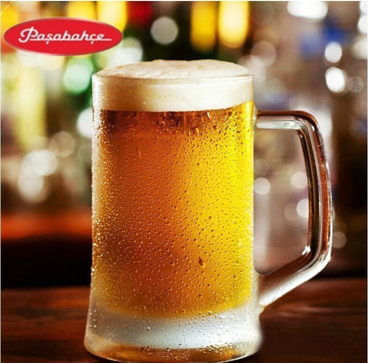 土耳其進口帕莎Pasabahce大號加厚啤酒杯玻璃創意帶把扎啤杯子
