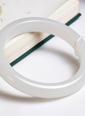 天然和田玉手镯灰白玉平安镯