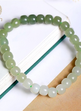 五花八门天然和田玉桶珠渐变手串