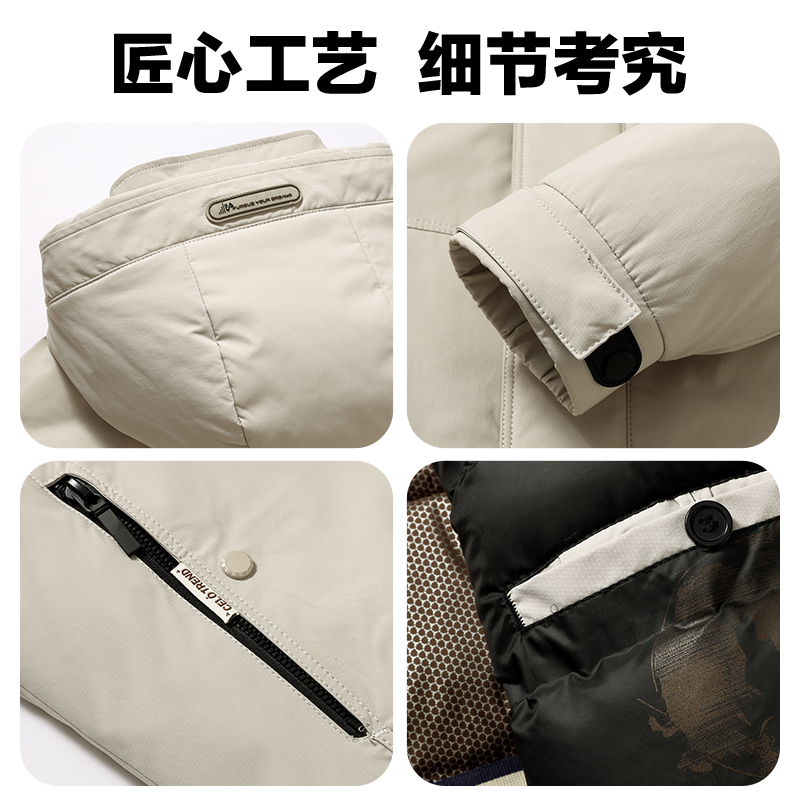 雅鹿加厚羽绒服男士短款2024冬季新款品牌正品白鸭绒男装保暖外套