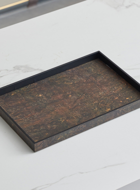 老钱风中式长方形实木托盘样板间玄关宋式美学收纳茶盘装饰品摆件