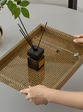 现代简约风创意图案人字纹烤漆收纳系列茶几托盘纸巾盒装饰盒摆件