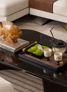 中古进口棕色玛瑙锦鲤摆件客厅