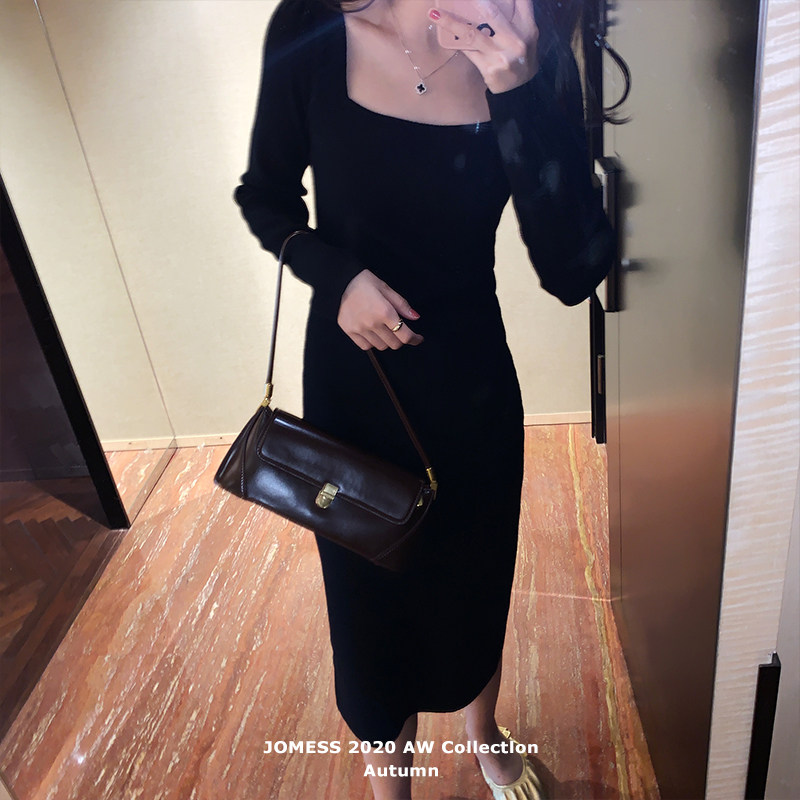 连衣裙长袖针织裙秋冬中长款毛衣 jomess服饰连衣裙