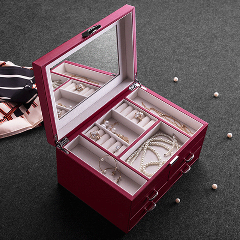 首饰盒公主珠宝饰品盒韩国首饰收纳盒带锁女生上司情人教师节礼物