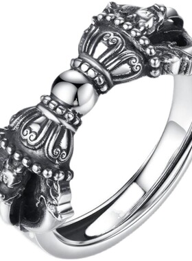 原创复古金刚杵指环食指s925泰银