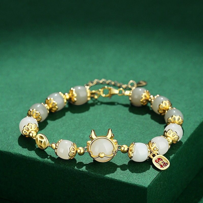 【新年转运】萌龙纳福和田玉纯银手链女款龙年本命年手串属龙新年,淘宝优惠券,粉丝福利购,淘宝优惠卷