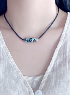 S925纯银九眼珠珠项链个性珠吊坠