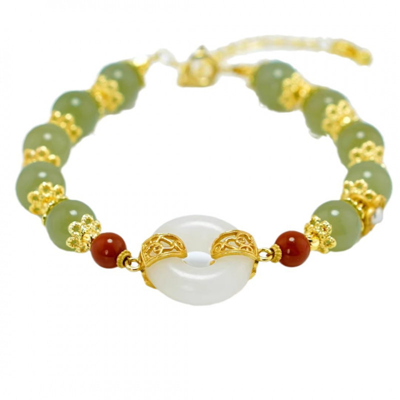 【好运】一世长安天然和田玉纯银手链女生夏isn小众设计2023年新,淘宝优惠券,粉丝福利购,淘宝优惠卷