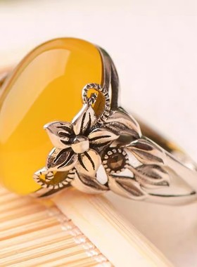 天然黄玉髓戒指霸气13mmx18mm戒