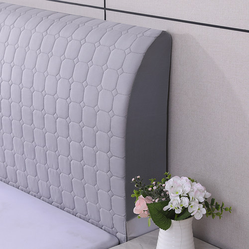 简约床头套加棉床头罩软包实木床靠背套加厚全包防尘罩四季通用 - 图1