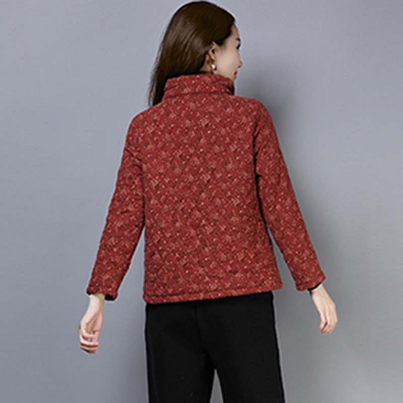 民族风女装秋冬新款棉麻碎花冬棉袄 媚娇兰大码女装