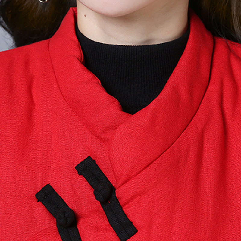 民族风秋冬短款马甲无袖夹复古棉袄 媚娇兰大码女装