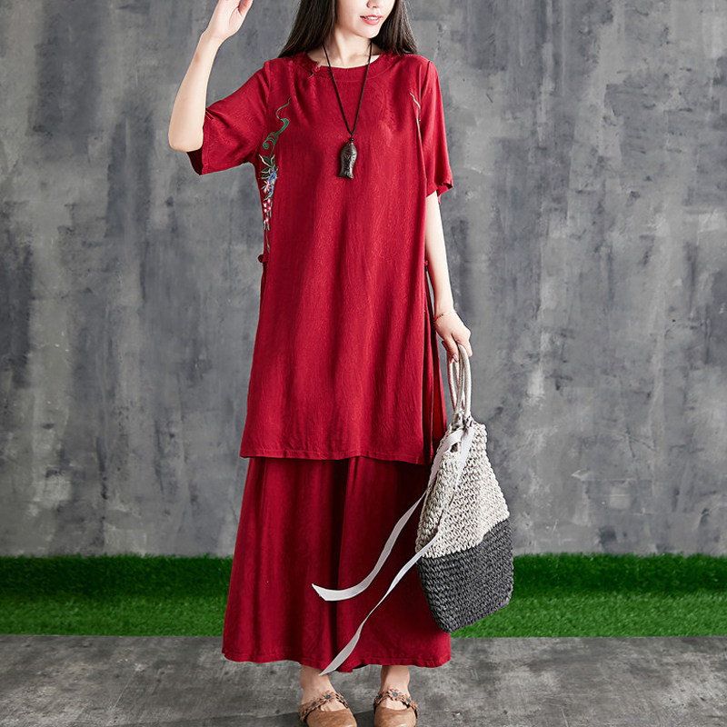 大码中国风短袖胖mm显瘦复古旗袍 媚娇兰大码女装