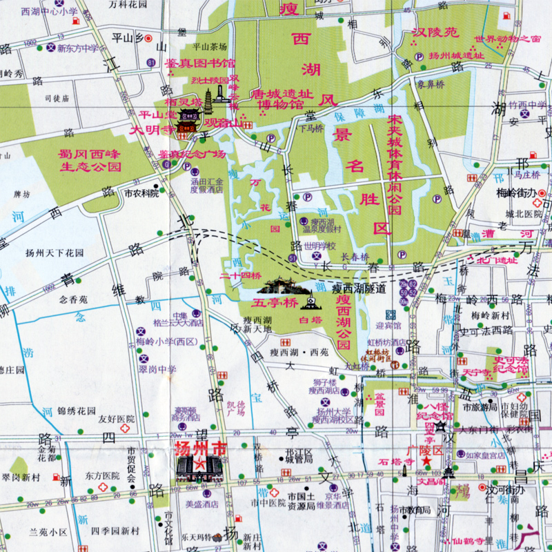 2024新版扬州交通旅游图扬州地图街道详图瘦西湖景点地图烟花三月下扬州-图3