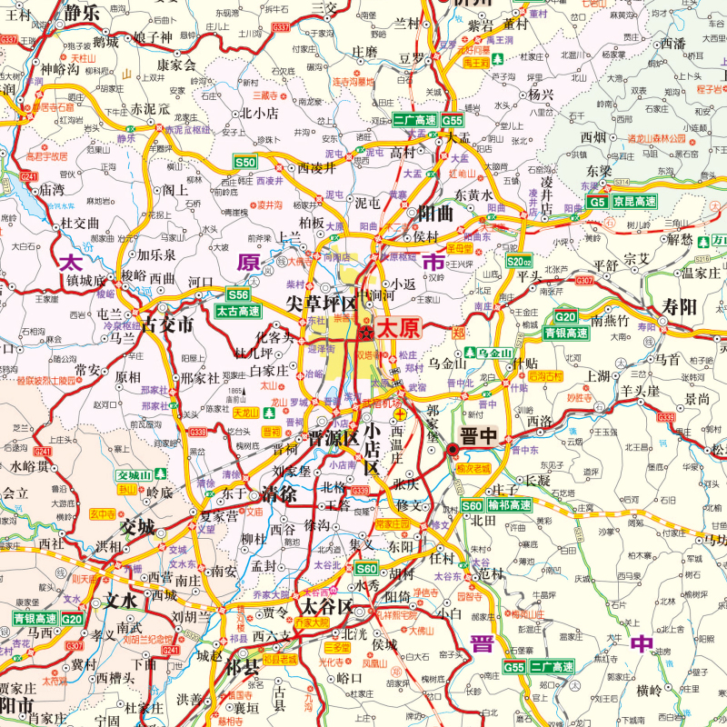 2024新版 山西省交通旅游地图 分省交通旅游地图 公路里程 旅游景点地图 太原大同城区地图 中国地图出版社