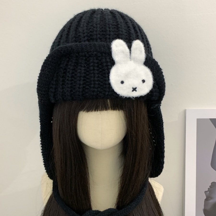 红色米菲兔针织毛线帽女生冬保暖飞行员帽子防寒护耳显脸小雷锋帽,淘宝优惠券,粉丝福利购,淘宝优惠卷