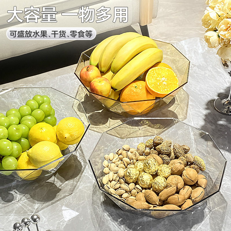 水果盘客厅家用茶几果盘2023新款轻奢高档零食高级水晶果盆糖果盘-图0