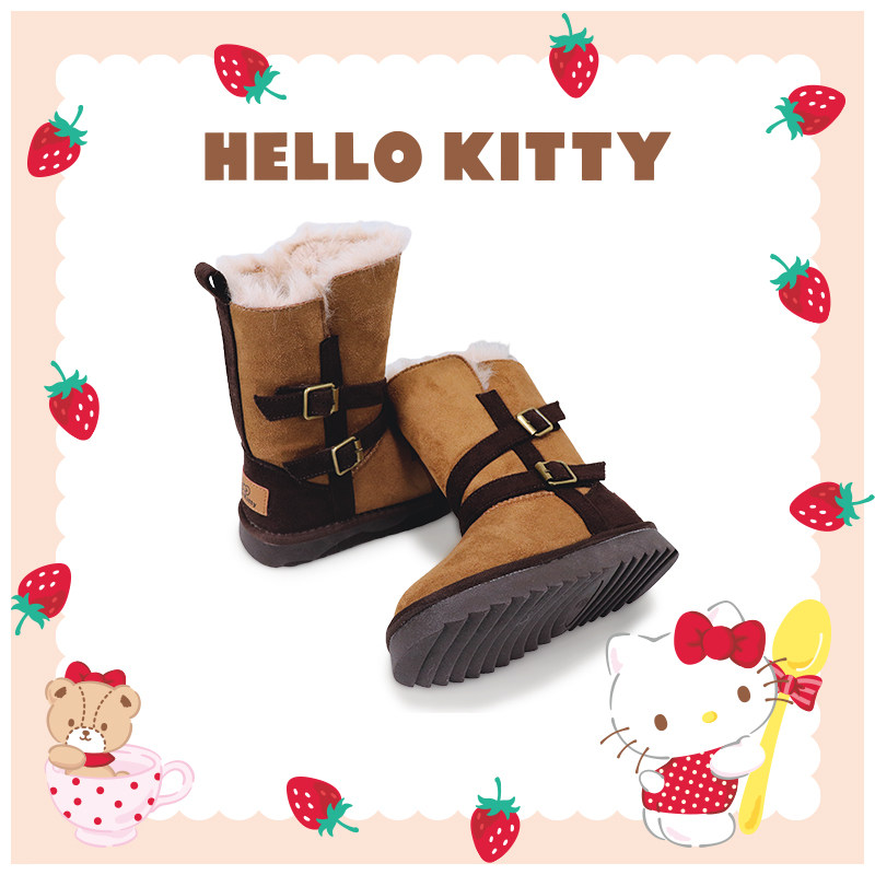 HELLO KITTY儿童雪地靴麂皮厚底靴子女童冬季加绒保暖棉靴,淘宝优惠券,粉丝福利购,淘宝优惠卷