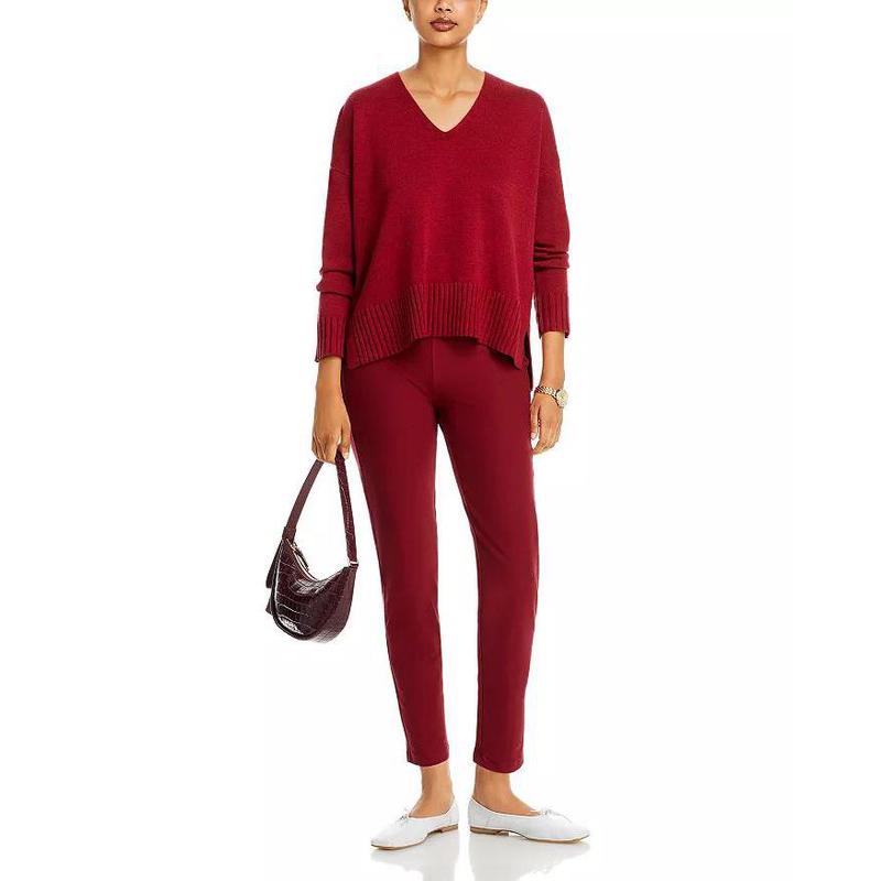 Eileen Fisher V Neck 女款海外代购时尚经典百搭红色V领毛衣专柜