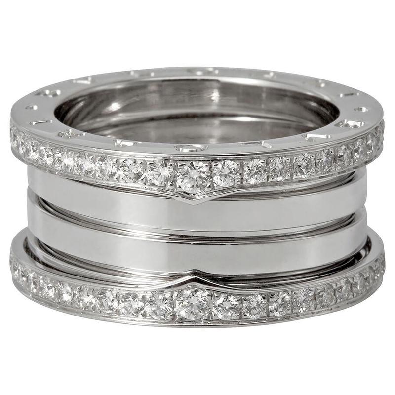 正品代购宝格丽戒指bvlgari女子银色镶钻经典指环女款BVL349993