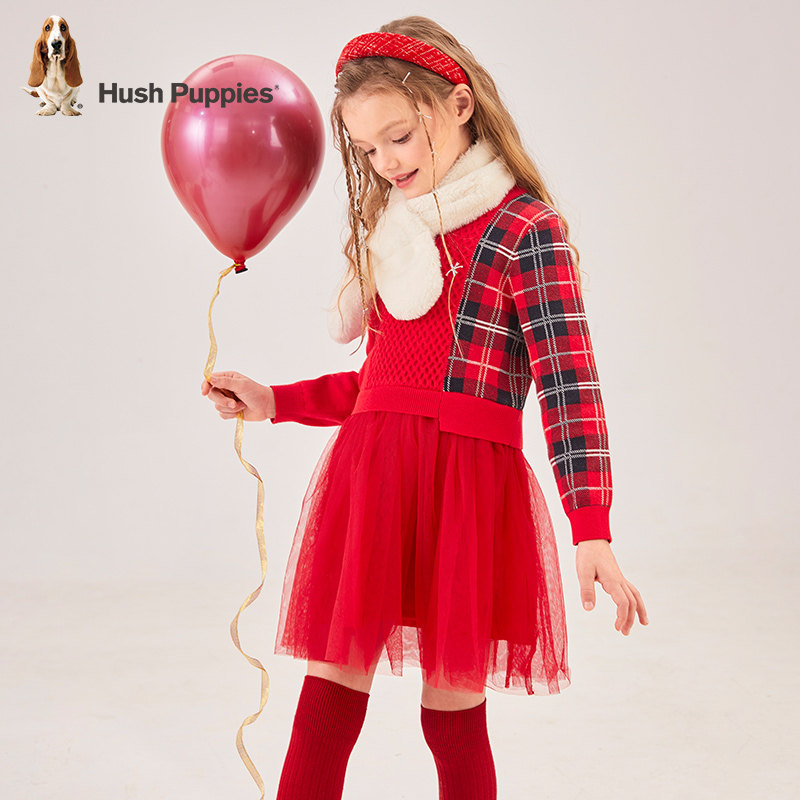 暇步士童装女童裙子秋冬新款中大童国风长袖连衣裙儿童网纱长袖裙,淘宝优惠券,粉丝福利购,淘宝优惠卷