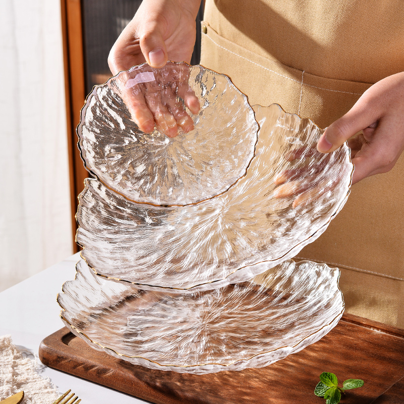水果盘客厅家用轻奢高档精致水果碗玻璃盘子甜品碗会议室糖果盘