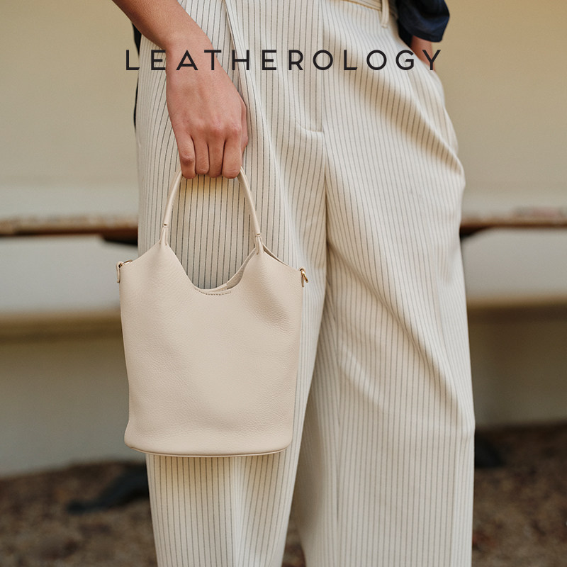 LEATHEROLOGY头层牛皮菜篮子包手拿包水桶手提包小拎包纯色女包,淘宝优惠券,粉丝福利购,淘宝优惠卷
